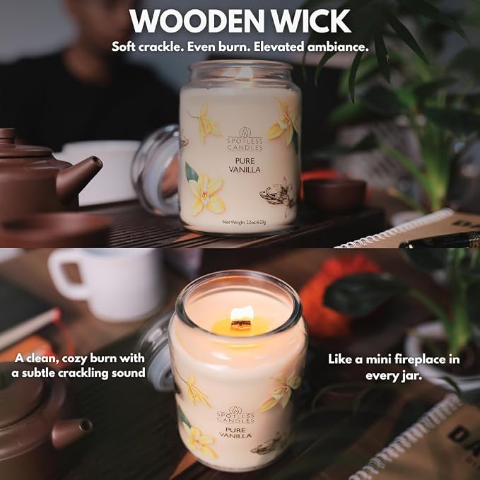 Vanilla Candle 22oz 16" x 9" Reusable Jar Candle 130 Hours Long Burn Time - Image 7