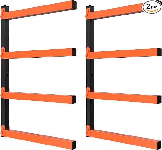 NANANARDOSO Wall Mount Wood Organizer and Lumber Storage, Heavy Duty Metal Shelf by NANANARDOSO