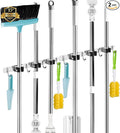 2 Pack 3 Racks and 4 Hooks Broom and Mop Holder Wall Mounted Garage Organizer by AceMining