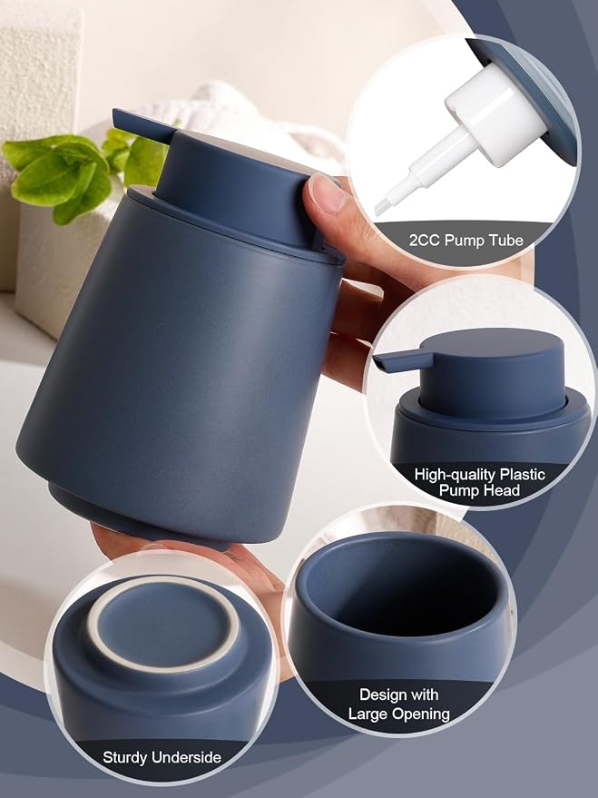 INGOFIN Ceramic Foaming Soap Dispenser -14 oz Foam Hand Soap Dispenser Bathroom - Image 4