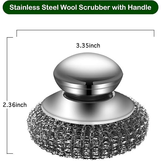Steel Wool Scrubber with 2 Handles & 3 Replacement Wire Sponge - Image 5