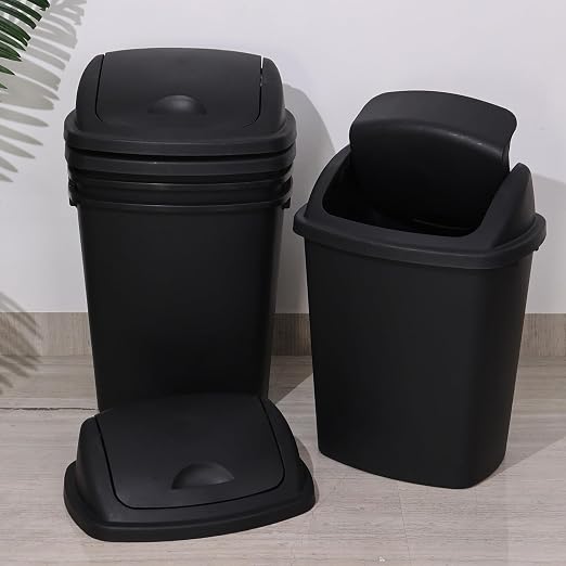 Yuright 40 L / 10 Gallon Swing Lid Trash Bins, 4 Pack Large Plastic Garbage Cans - Image 2