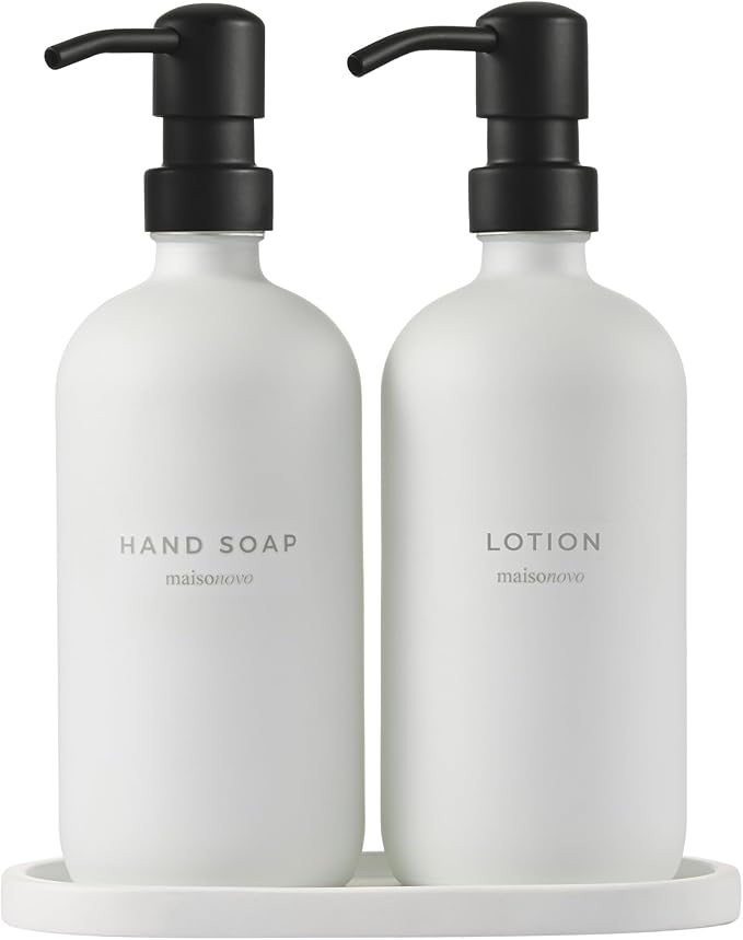 MaisoNovo Soap Dispenser 3-Piece Set | 16.9oz White Bottles by MaisoNovo-TheArtofSustainableLiving