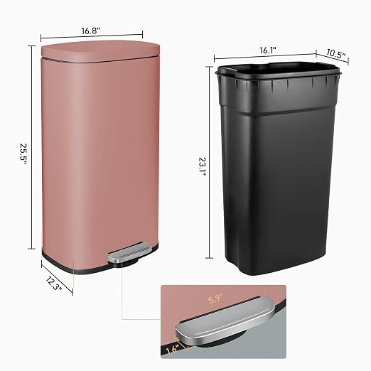 AthLike Trash Can, Stainless Steel Kitchen Garbage Can, Step Waste Bin - Image 7