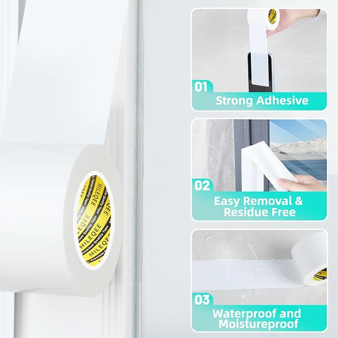 Window Weather Stripping Door Seal Tape White, 2in x 66FT, Automotive - Image 4