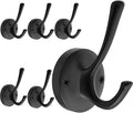 Black Wall Hooks, 6 Pack Coat Towel Hook Heavy Duty Metal Double Bath Robe Hook by TOFIIGREM