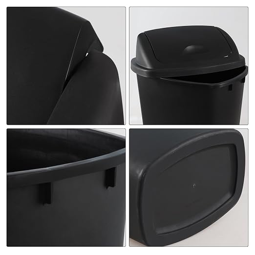 Zopnny 4-Pack 11 Gallon Swing Lid Trash Can, Plastic Swing-Top Garbage Can - Image 3