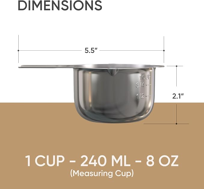 Color Up 1 Cup Measuring Cup – Premium Chrome Stainless Steel, Accurate - Image 2
