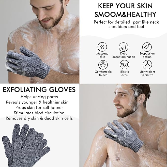 Yiclick Heavy Exfoliating Gloves, Exfoliating Body Scrubber - Image 4