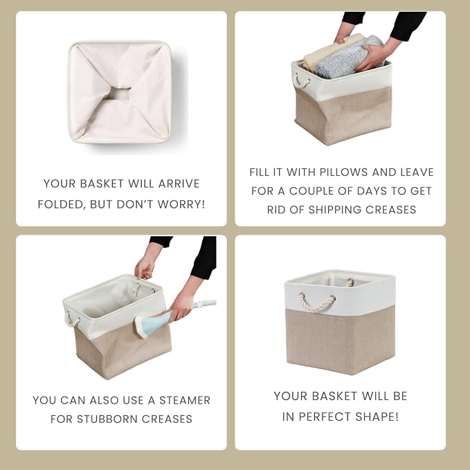Mangata Canvas Storage Boxes, 11.8 Inch Cube Storage Bins Set of 6 - Image 6