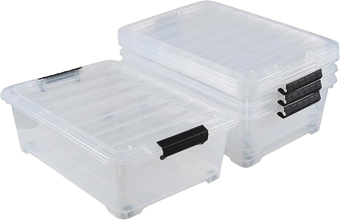 4 Pack 20 L Plastic Under Bed Storage Box - Image 7