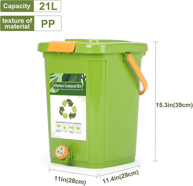Compost Bin Outdoor, 21 L Garden Composting Bin Bags, Breathable Screen Window - Image 7