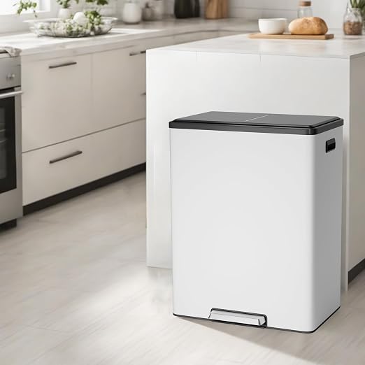 GarveeHome Step Dual Trash Can, 60L/16 Gallon Recycle Bins by GarveeHome