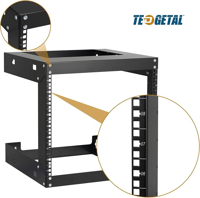 9U Wall Mount Rack Open Frame 19 Inch Server Equipment 2 Post Network Cabinet - Image 6