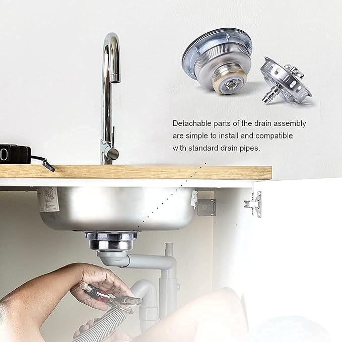 304 Stainless Steel Kitchen Sink Twist Lock Basket Drain Assembly W/Brass - Image 8