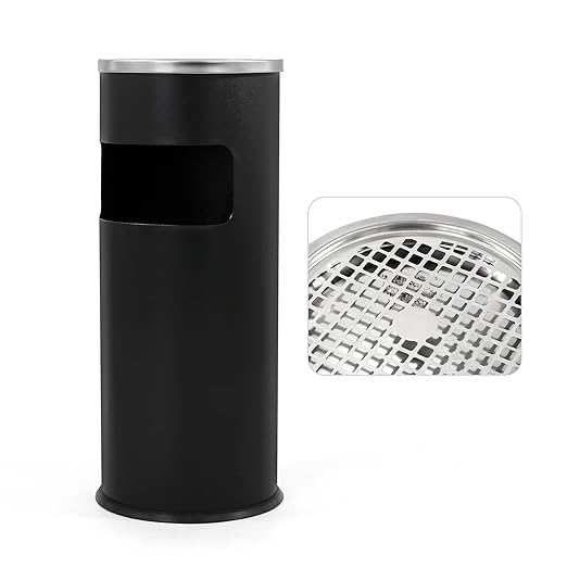 Trash Can Outdoor Waste Container Round Stainless Steel Trash Can by POWLAB
