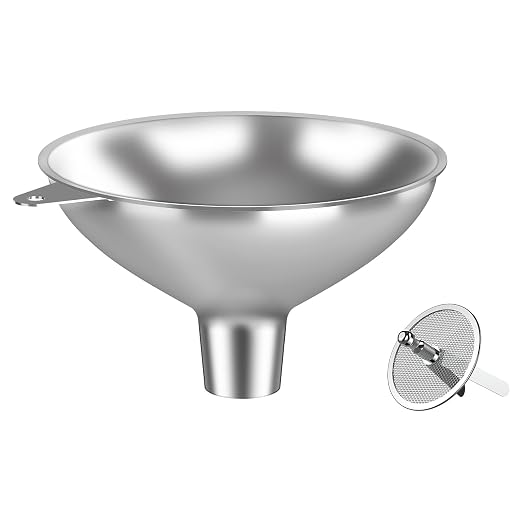 Stainless Steel Funnel with 30 Mesh Filter Food Grade Metal Funnel by Unknown