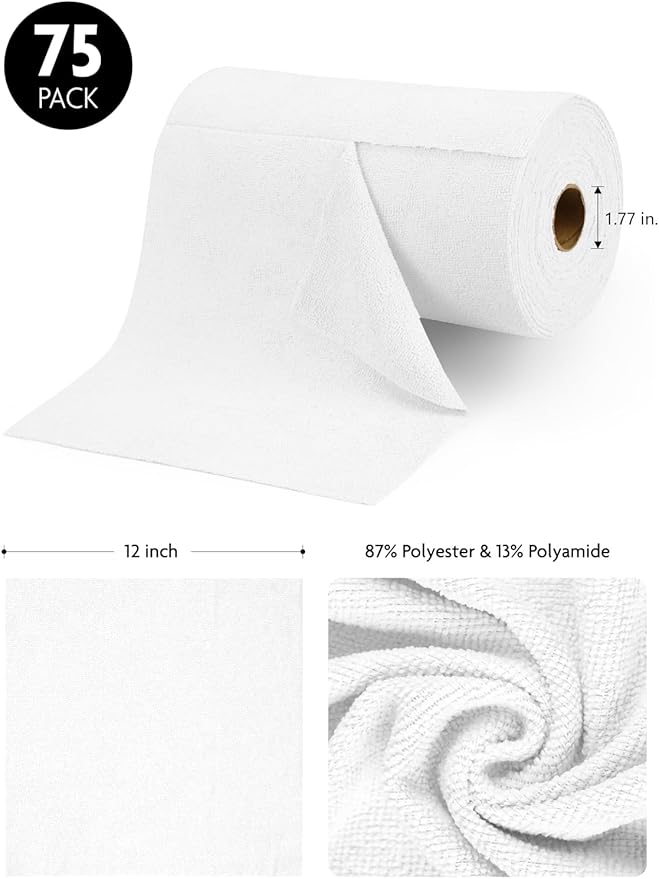 Fantasticlean Microfiber Cleaning Cloth Roll -75 Pack, Tear Away Microfiber - Image 7