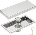 uxcell Rectangular Shower Drain, Brushed 304 Stainless Steel Odor-Proof Floor by uxcell