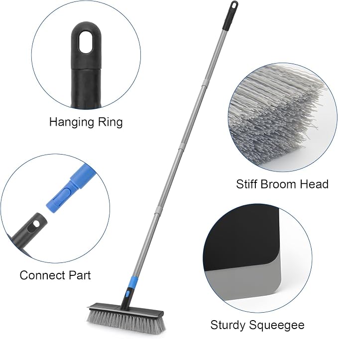 KeFanta Deck Brush with Long Handle, 2 in 1 Floor Scrub Brush - Image 8