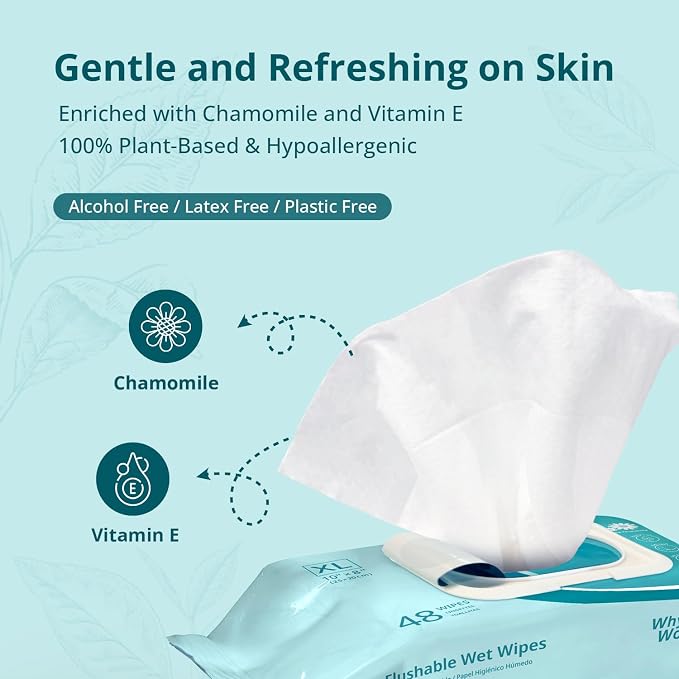 WhyWorry Flushable Wipes for Adults, Extra Large 8"x10" Butt Wipes for Toilet & - Image 4