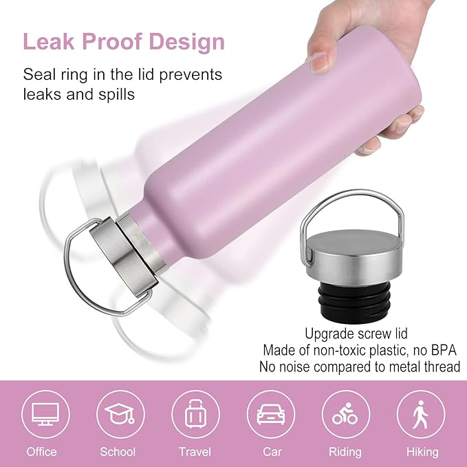 Neihepal 20 oz Insulated Water Bottles Bulk 2 Pack, Stainless Steel Double Wall - Image 4