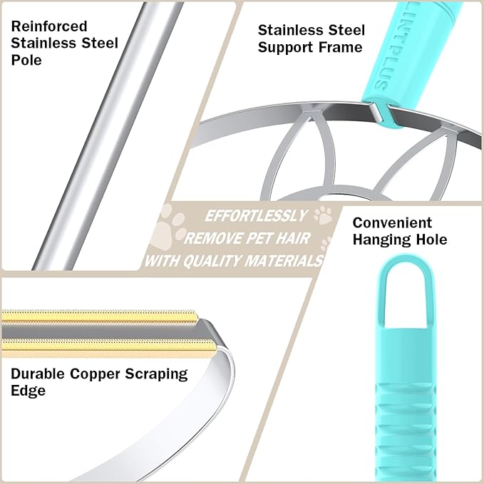 63“Ultra Long Carpet Rake by LINTPLUS-Heavy Duty Carpet Scraper & Pet Hair - Image 3