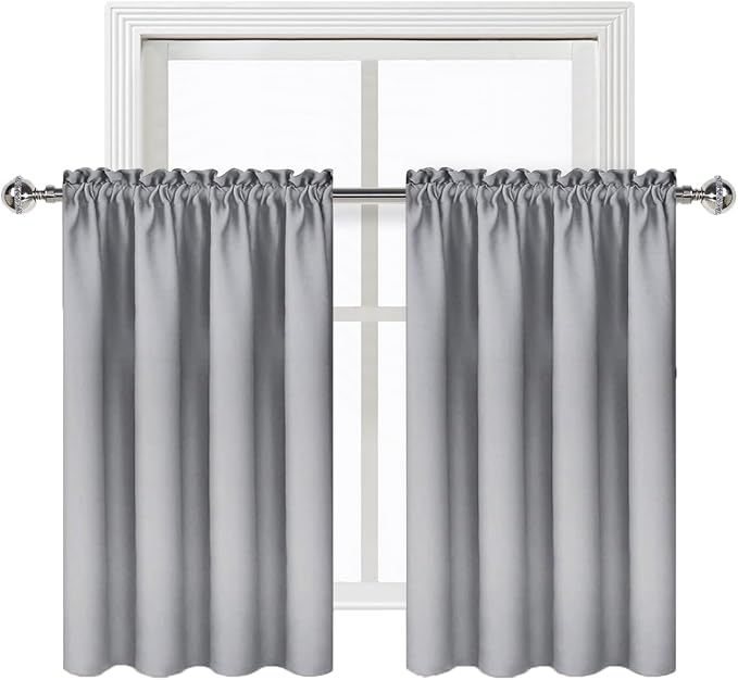 DWCN Silver Grey Short Blackout Curtains - Image 9