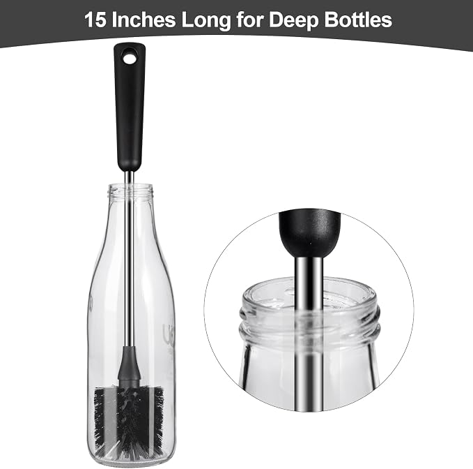 Water Bottle Brush with Straw Cleaner, 15 Inches Stainless Steel Handle Baby - Image 7