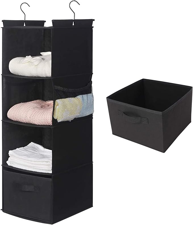 MAX Houser 4-Shelf Hanging Closet Organizer, Space Saver, Cloth Hanging Shelves by MAXHouser