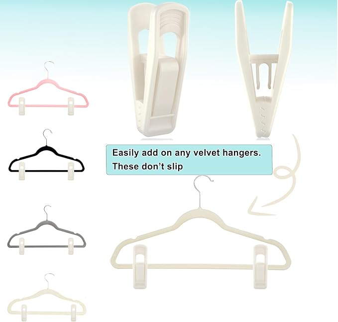 Hanger Clips for Velvet Hangers, Non-Slip Plastic Clips Pant Skirt Hanger Clips - Image 3