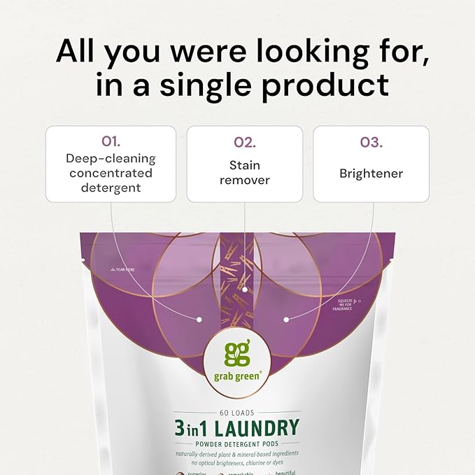 Grab Green 3-in-1 Laundry Detergent Pods, Vetiver Scent, Plant and Mineral Based - Image 4