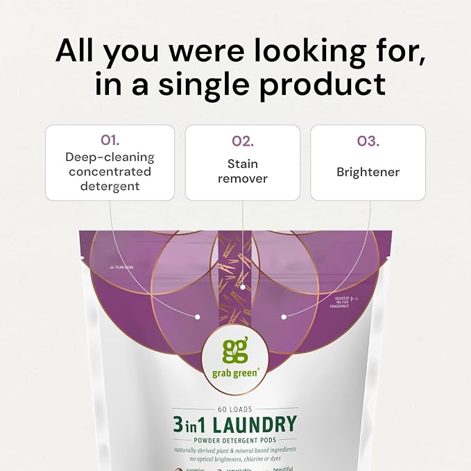Grab Green 3-in-1 Laundry Detergent Pods, Vetiver Scent, Plant and Mineral Based - Image 6