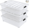 50 Quart Large Clear Plastic Under Bed Storage Bins by Lesbin