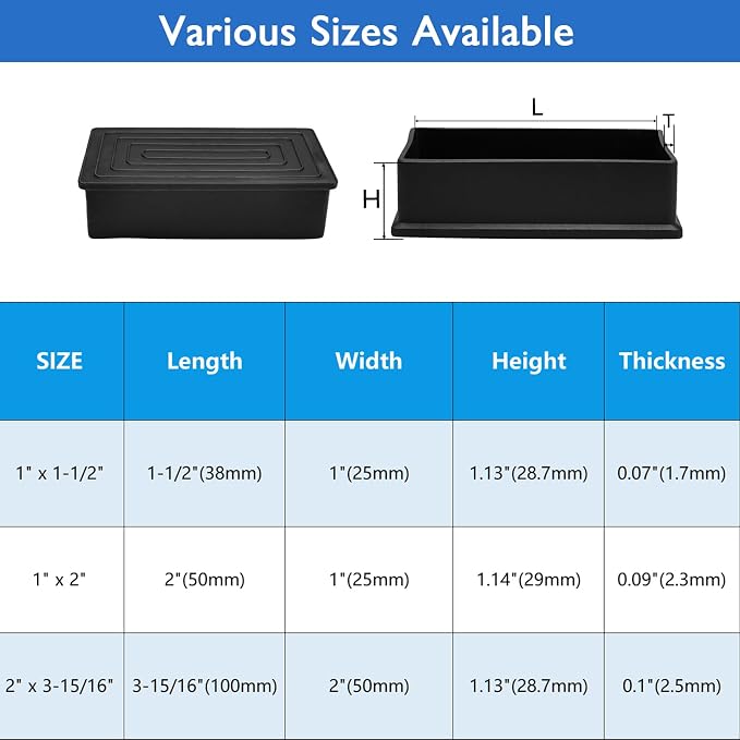 4 Pcs 2" x 4" Rectangular Rubber Chair Leg Caps, PVC Table Leg Covers, Flexible - Image 8