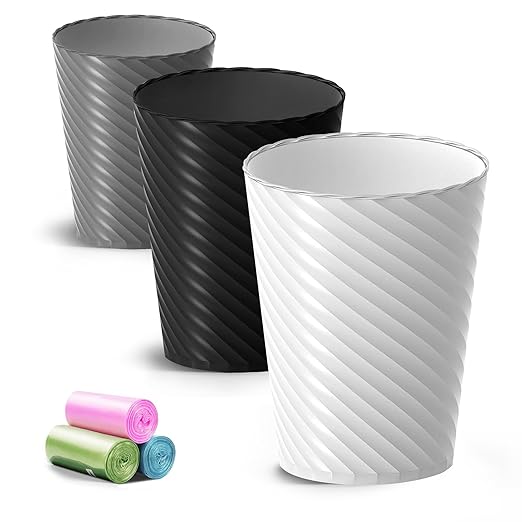 Bathroom Trash Can, 3 Pack 1.8 Gallons Small Trash Can by Lysam