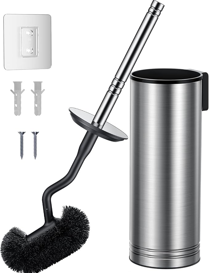HAMITOR Toilet Brush and Holder Set: 304 Stainless Steel Heavy Duty Bowl by HAMITOR