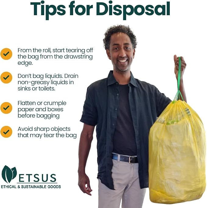 13 Gallon Trash Bags with Drawstrings, 40 Bags Made from 50% Recycled Plastic - Image 8