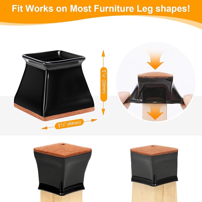 CHUNZEXI 32 Pack Square Chair Leg Floor Protectors - Image 3