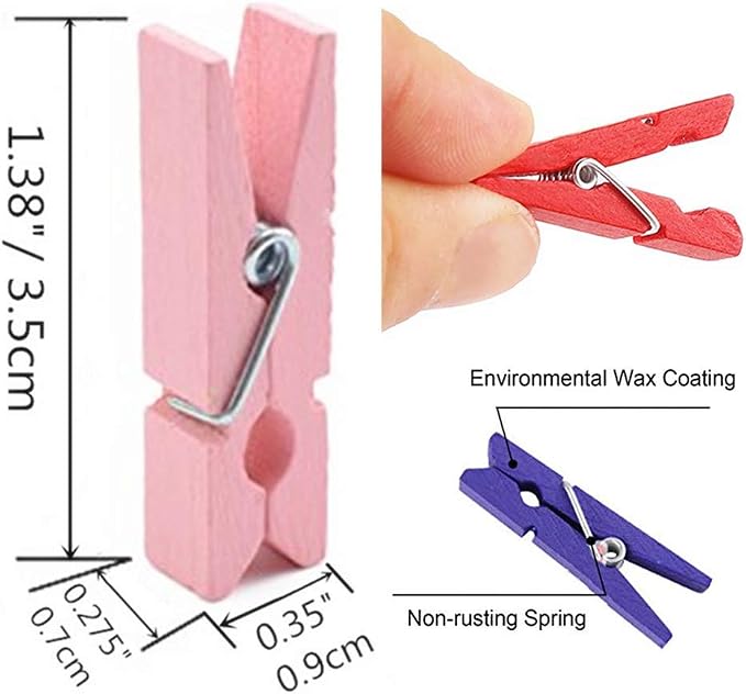 DurReus Tiny Wood Clips Travel Clothespins Miniature Clothes Pins - Image 3