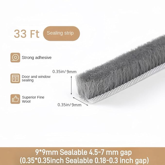 33 Ft Self-Adhesive Weather Stripping Door Seal Strip - Image 2