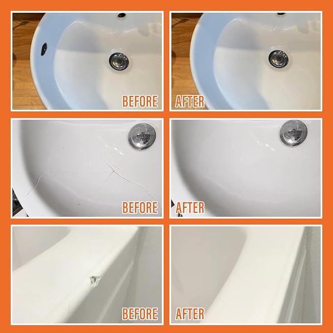 Porcelain Repair Kit White, High-Gloss Chipped Sink & Tile Repair Kit to - Image 5