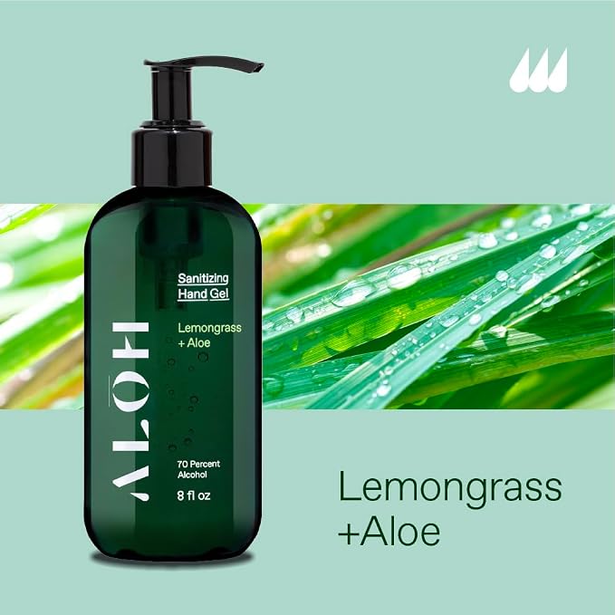 ALŌH Sanitizing Hand Gel 2-pack | Lemongrass + Aloe | 70% Alcohol Hydrating - Image 4
