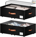 Underbed Storage With Wheels, Large Capacity 10 inches Height Storage Bins by leatherspaces