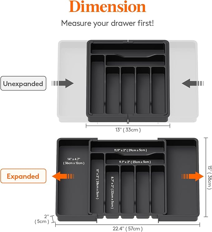 Lifewit Silverware Drawer Organizer, Expandable Utensil Organizer - Image 2