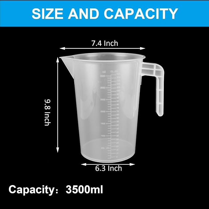 3 Pack 3.5 Liter Measuring Pitcher, Plastic Measuring Cups - Image 2