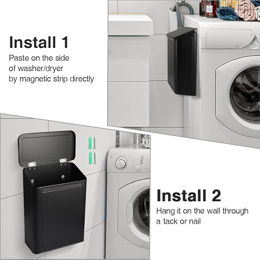 Picowe Magnetic Laundry Storage, Large Metal Lint Holder Bin - Image 3