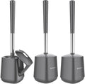 SetSail Toilet Brush and Holder 3 Pack, Self Closing Lid Toilet Bowl Brushes by SetSail
