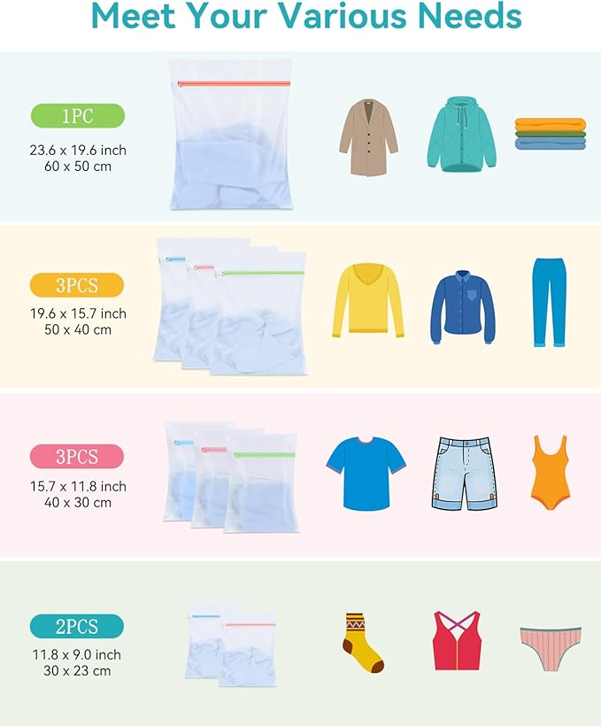 OTraki 9 PCS Mesh Laundry Bags for Delicates 4 Sizes Laundry Bags Mesh Wash Bags - Image 2