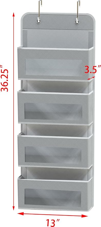 Simple Houseware 4 Clear Window Pocket Over Closet Door Storage Hanging - Image 2